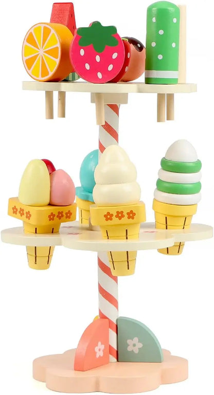 Jouet Service à Glaces en Bois Dinette Montessori