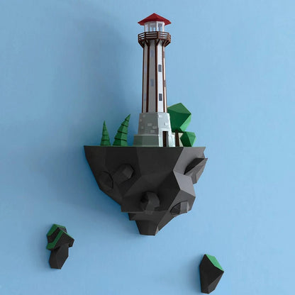 Escultura de pared de origami de 54 cm, faro de papel 3D para montar.