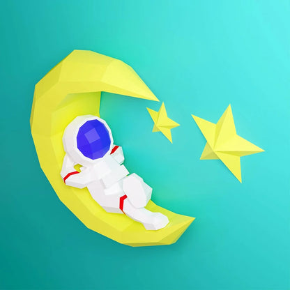 51cm Origami Wall Sculpture Moon Astronaut 3D Paper DIY Assembly