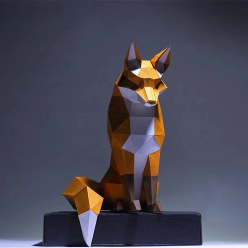 60cm Origami Wall Sculpture 3D Paper Moon Fox to Assemble DIY