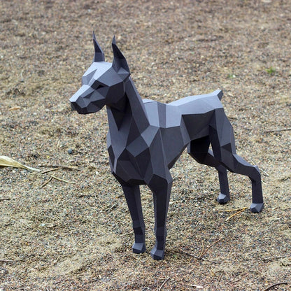 Origami Statue Sculpture 77/105 cm Doberman Dog in 3D Paper to Assemble DIY