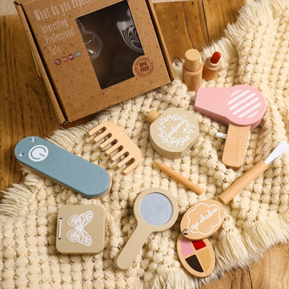 Wooden Makeup Kit Toys Hairdressing 12