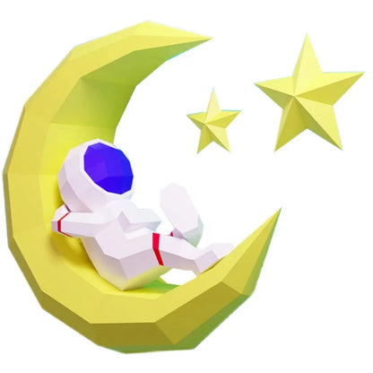 51cm Origami Wall Sculpture Moon Astronaut 3D Paper DIY Assembly