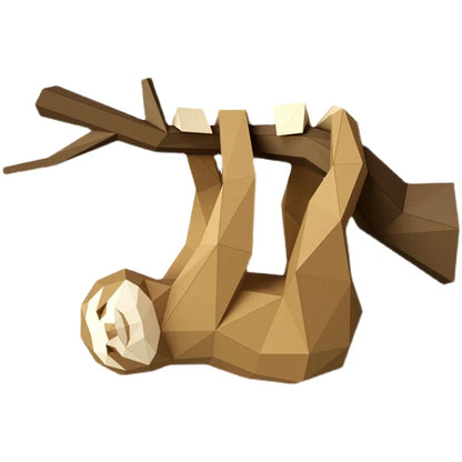 Escultura de pared de origami de 36 cm, perezoso de papel 3D para armar.