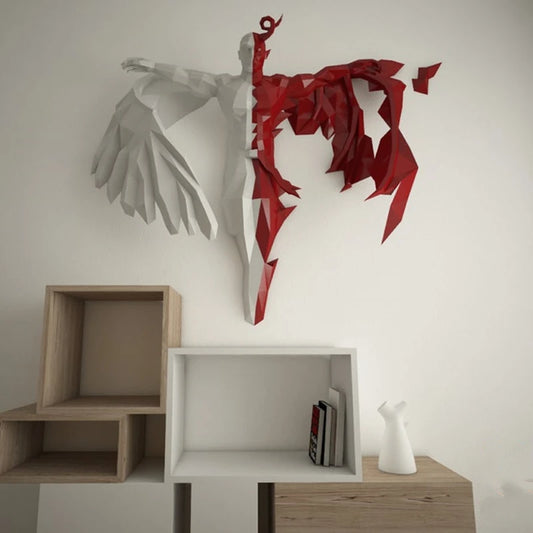 Origami Wall Sculpture 130 cm Angel Demon 3D Paper DIY Assembly