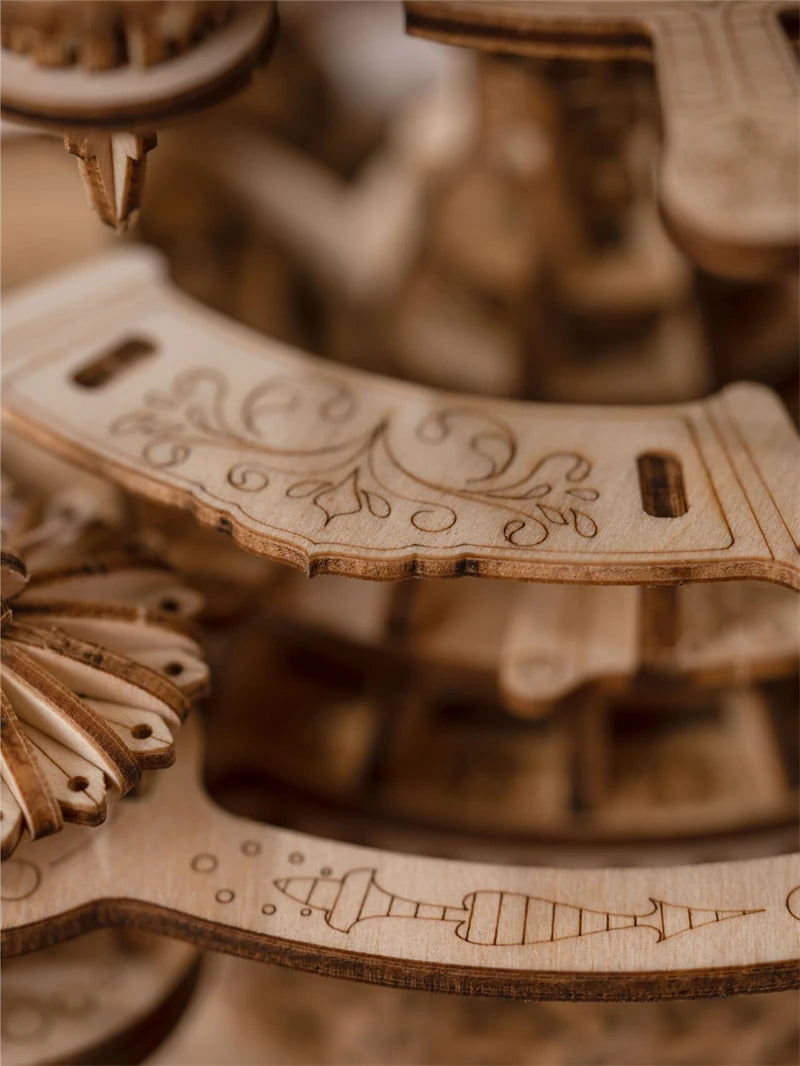 Caja de música de castillo de rompecabezas de madera 3D