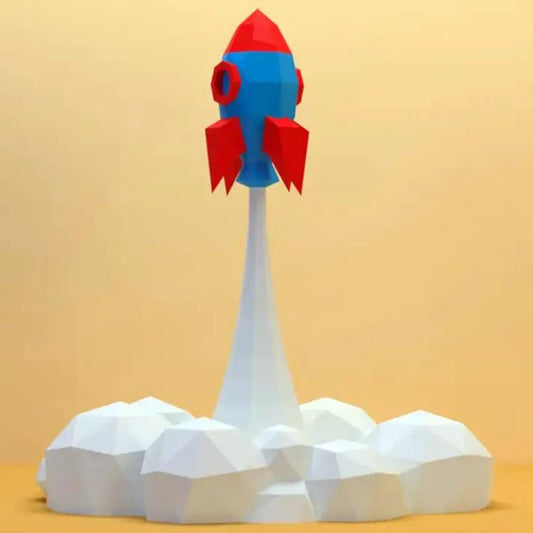 Escultura de origami de 50 cm, cohete de papel 3D para armar.
