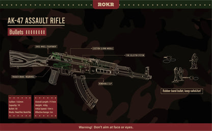 Réplica del rifle automático AK47 en rompecabezas de madera 3D