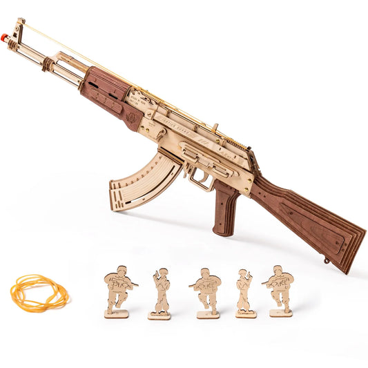 Réplica del rifle automático AK47 en rompecabezas de madera 3D