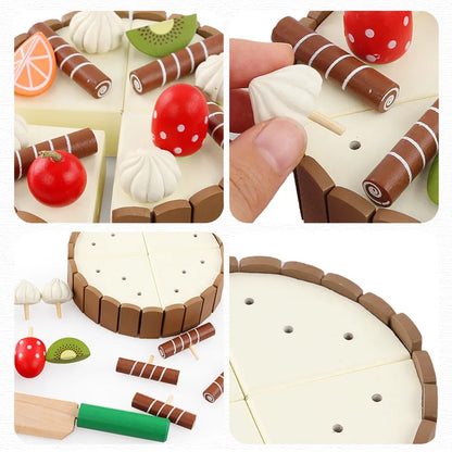 Wooden Cake Toy and Montessori Dinette Accessories
