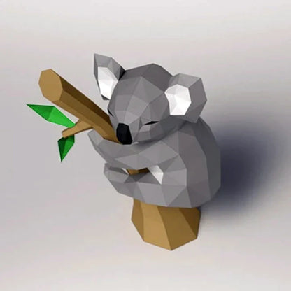 Escultura de papel 3D de koala de origami de 48 cm para montar en la pared. 