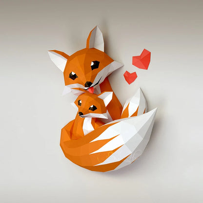 60cm Origami Wall Sculpture 3D Paper Foxes to Assemble DIY