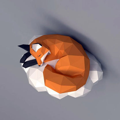 Origami Wall Sculpture 44 cm Fox Cloud 3D Paper DIY Assembly 