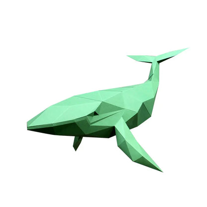 Origami Wall Sculpture 52 cm 3D Paper Whale to Assemble DIY 