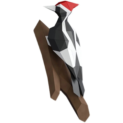Origami Wall Sculpture 59 cm Green Woodpecker in 3D Paper to Assemble DIY