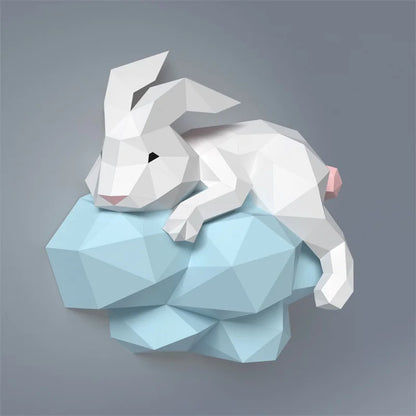 Escultura de pared de origami 60 cm 3D Conejo Nube de Papel para montar DIY