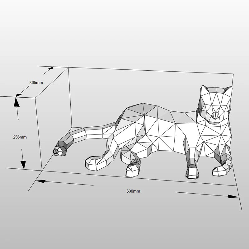 63 cm Origami 3D Paper Cat Sculpture to Assemble DIY