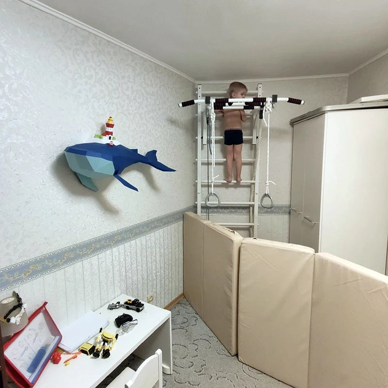 Origami Wall Sculpture 100 cm 3D Paper Whale to Assemble DIY