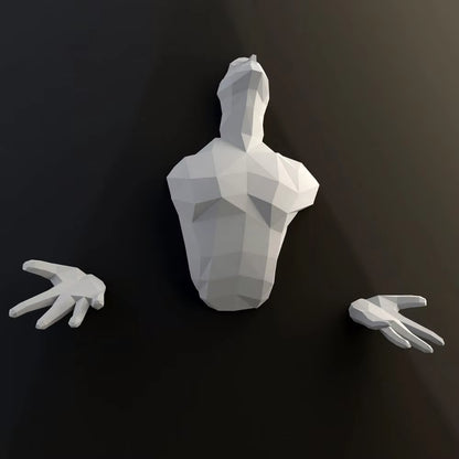 Origami Wall Sculpture 80 cm 3D Paper Man Bust to Assemble DIY