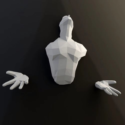 Origami Wall Sculpture 80 cm 3D Paper Man Bust to Assemble DIY