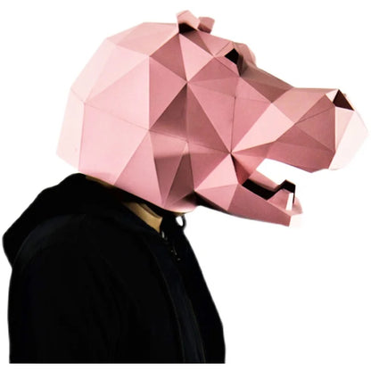DIY 3D Paper Origami Hippopotamus Costume Mask