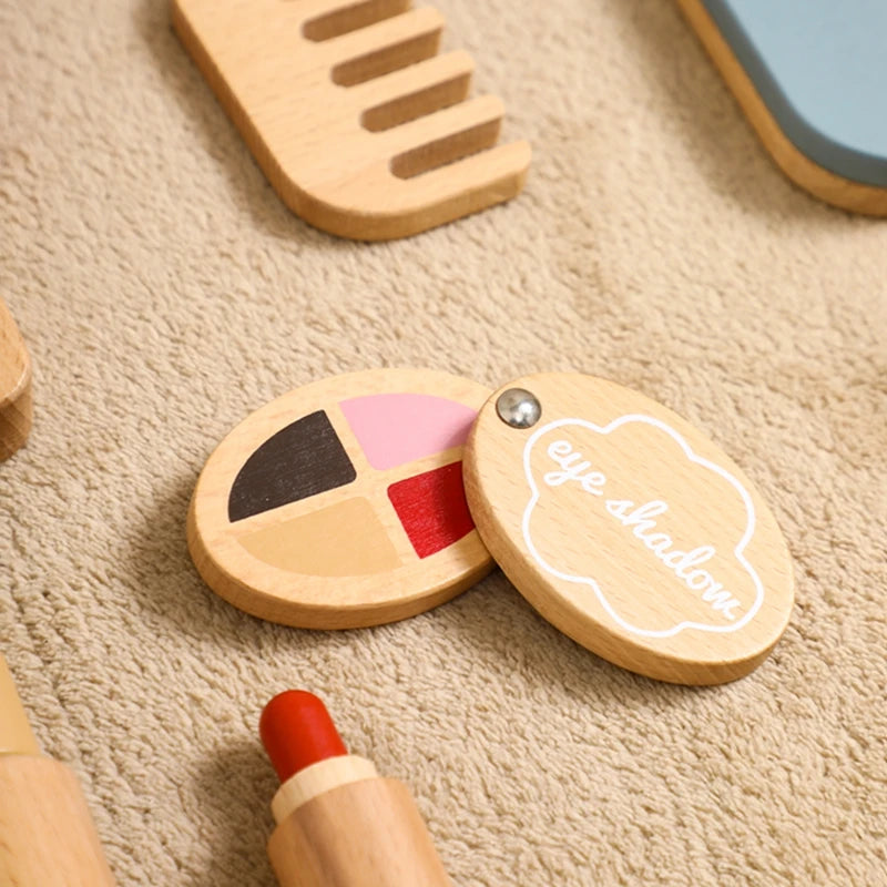 Wooden Makeup Kit Toys Hairdressing 12