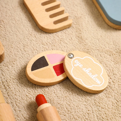 Wooden Makeup Kit Toys Hairdressing 12