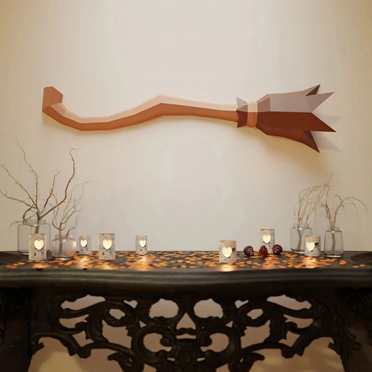 100cm Origami Wall Sculpture Witch Broom 3D Paper DIY Assembly
