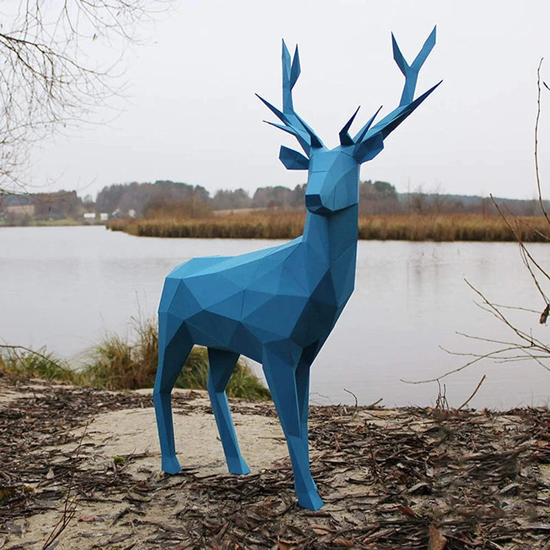 Escultura de ciervo de papel 3D de origami de 64 cm para armar. 