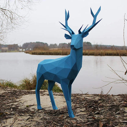 Escultura de ciervo de papel 3D de origami de 64 cm para armar. 