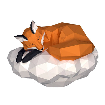 Origami Wall Sculpture 44 cm Fox Cloud 3D Paper DIY Assembly 