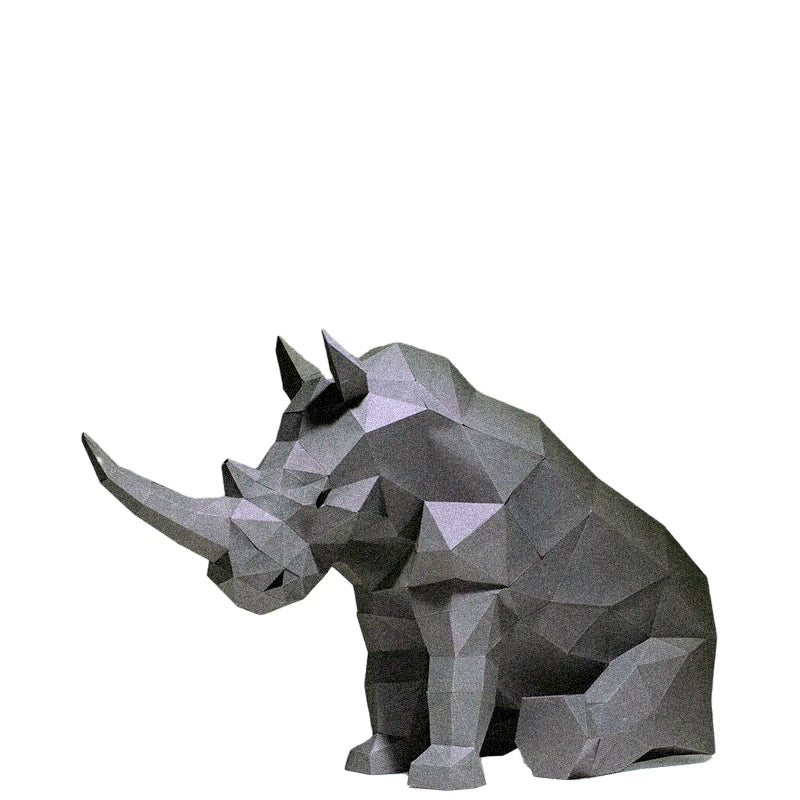 Estatua de rinoceronte de origami 3D de 65 cm para montar.