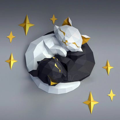 Origami Wall Sculpture 42 cm 3D Paper Cats to Assemble DIY