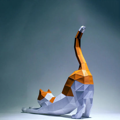 65cm Origami Cat 3D Paper Sculpture to Assemble DIY