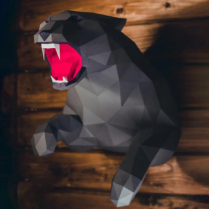 60cm Origami Wall Sculpture Black Panther 3D Paper DIY Assembly