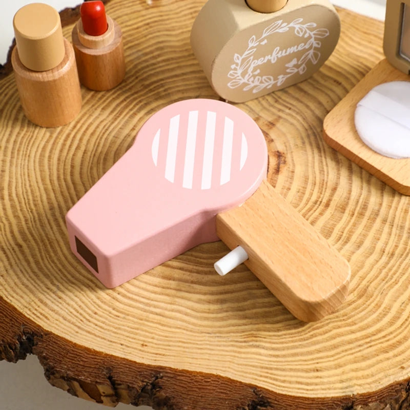 Wooden Makeup Kit Toys Hairdressing 12