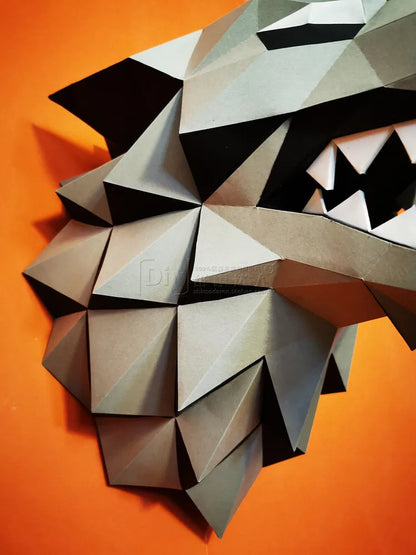 Escultura de pared de origami de 36 cm, lobo de papel 3D para armar.