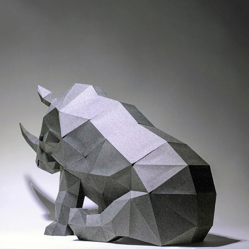 Estatua de rinoceronte de origami 3D de 65 cm para montar.