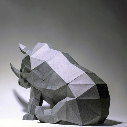 Estatua de rinoceronte de origami 3D de 65 cm para montar.