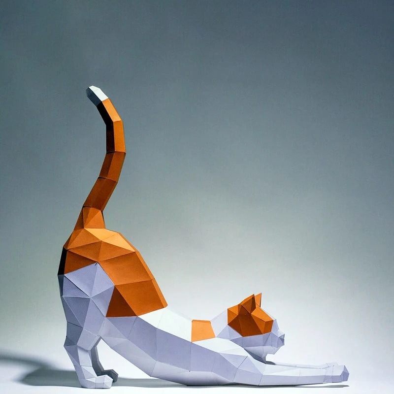 65cm Origami Cat 3D Paper Sculpture to Assemble DIY