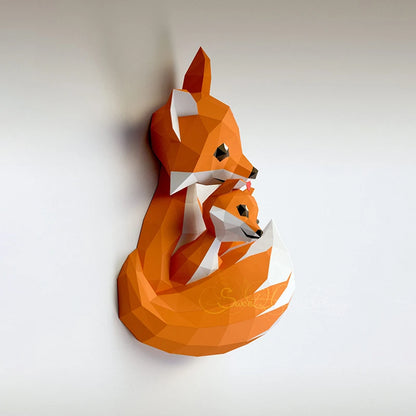 60cm Origami Wall Sculpture 3D Paper Foxes to Assemble DIY
