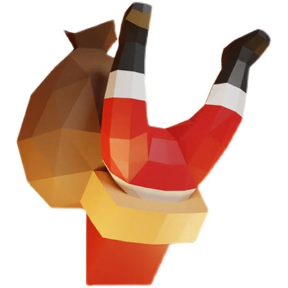 Escultura de pared de origami 60 cm Chimenea de Papá Noel en papel 3D para montar DIY