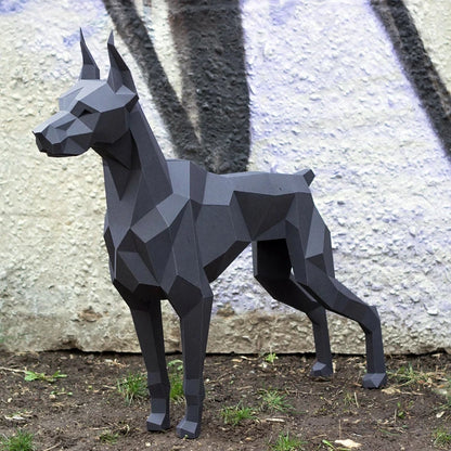 Origami Statue Sculpture 77/105 cm Doberman Dog in 3D Paper to Assemble DIY