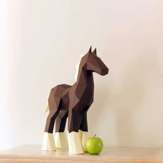Escultura de papel 3D de caballo de origami de 45 cm para armar DIY