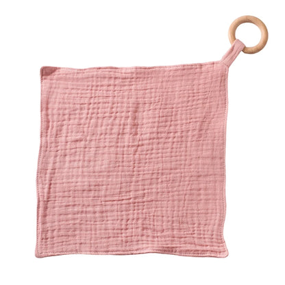 Wooden and Cotton Baby Bib Rattle
