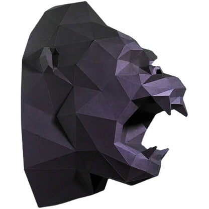 Escultura de pared de origami de gorila de papel 3D de 48 cm para armar.
