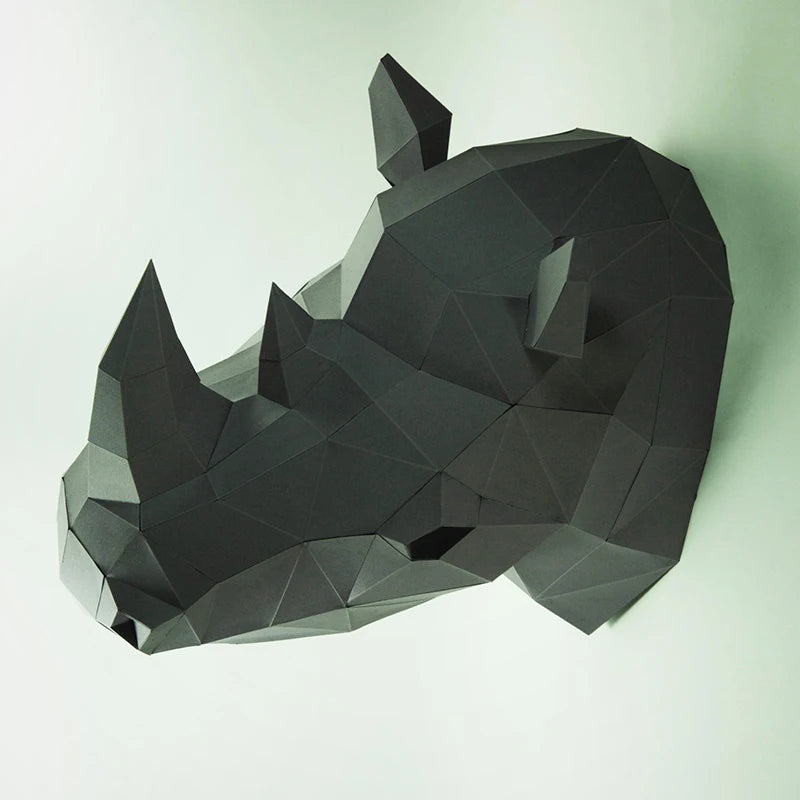 40cm Origami Wall Sculpture 3D Paper Rhinoceros to Assemble DIY 