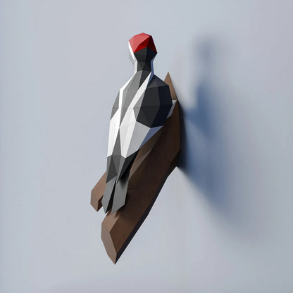 Origami Wall Sculpture 59 cm Green Woodpecker in 3D Paper to Assemble DIY