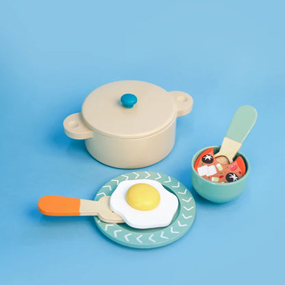 Jouet Ensemble Vaisselle Repas en Bois Dinette Montessori