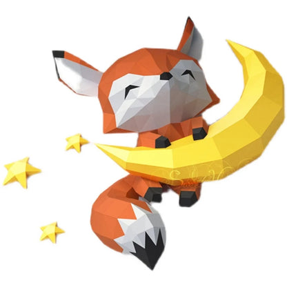 66cm Origami Wall Sculpture 3D Paper Moon Fox to Assemble DIY 